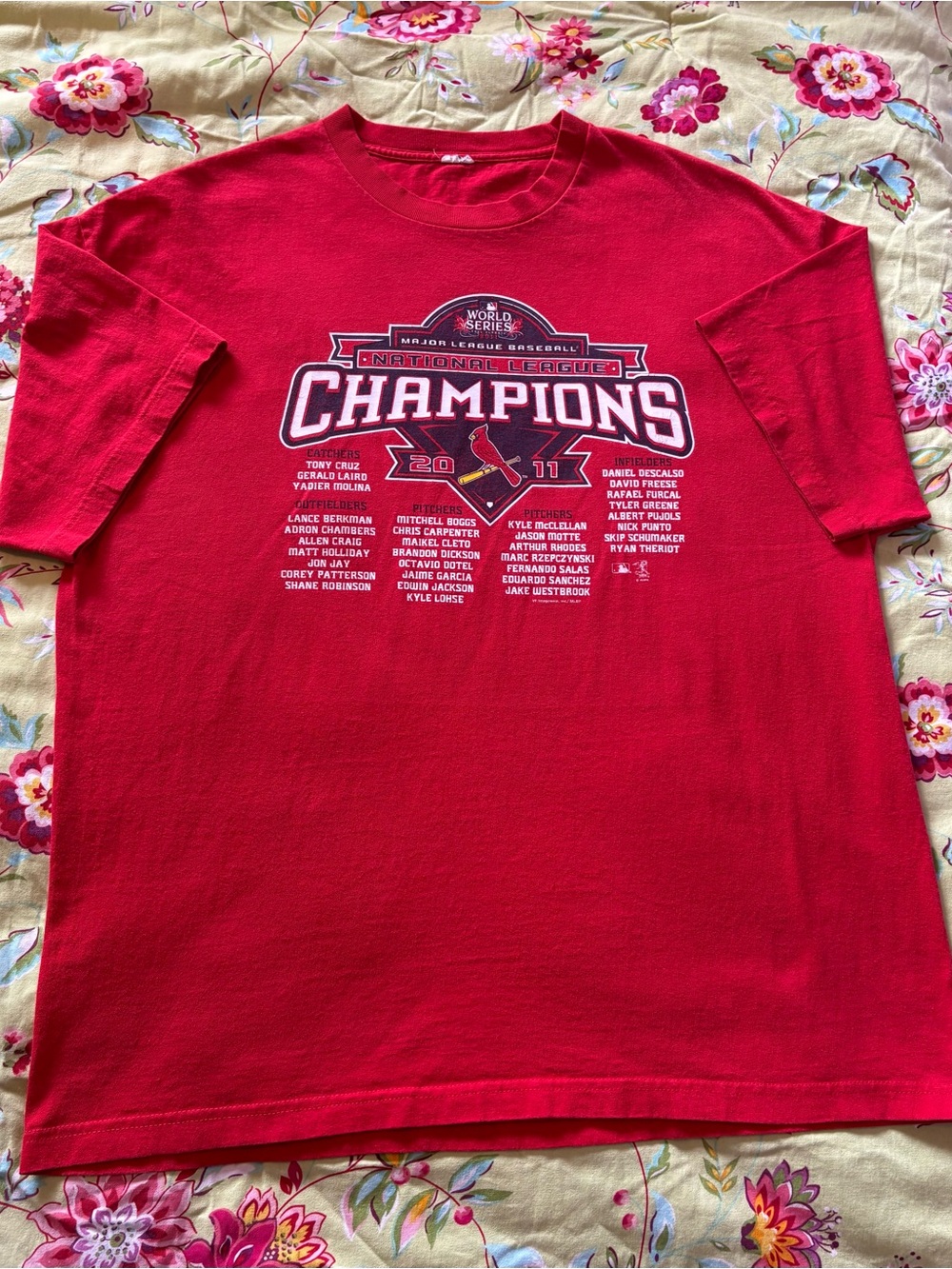 St. Louis Cardinals 2011 World Series national league champions tee menโs 2XL